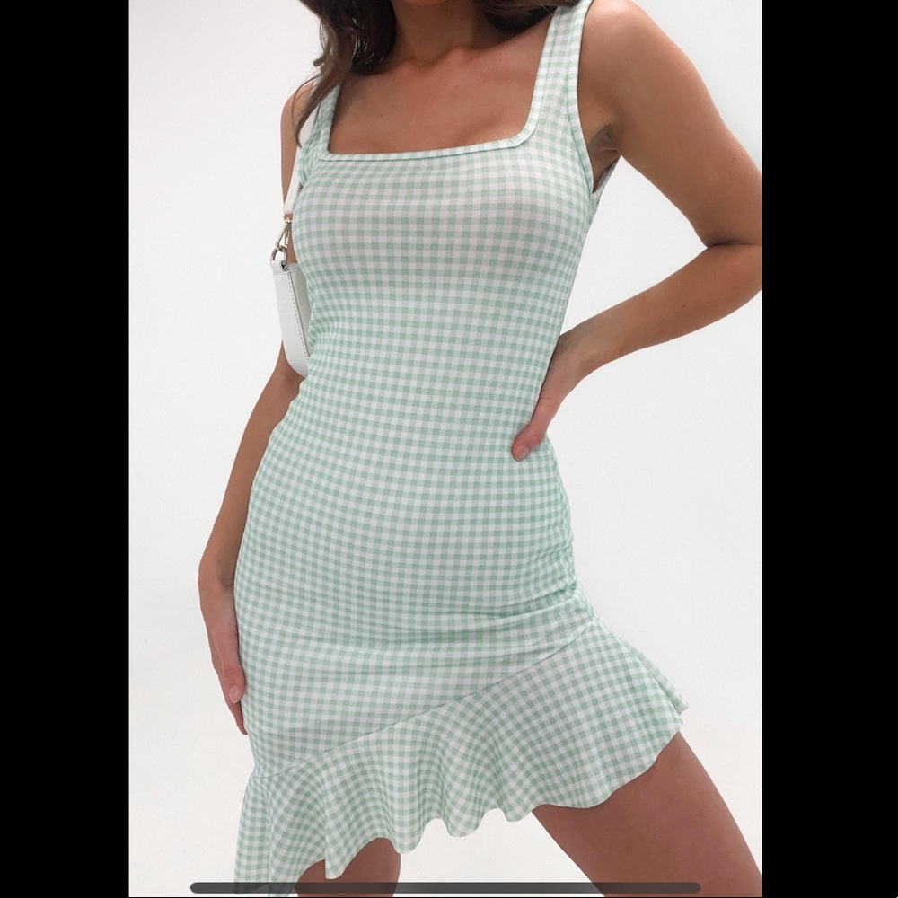 Sage gingham summer dress ♡
